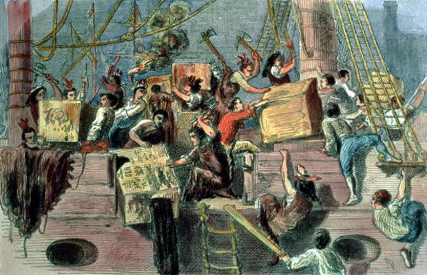 Boston Tea Party, 1773 (hand coloured litho) von 