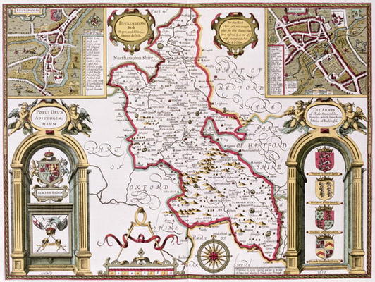 Buckinghamshire, engraved by Jodocus Hondius (1563-1612) from John Speed's 'Theatre of the Empire of von 