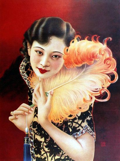 China: Art Deco influences Chinese glamour pin-up girl, Shanghai von 