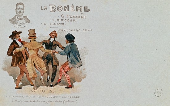 Commemorative Postcard of the opera ''La Boheme'', Giacomo Puccini (1858-1924) von 