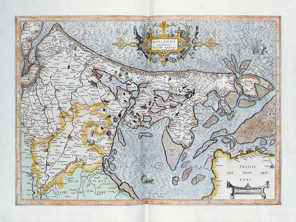 Engraved, Hand Colored Map Of Holland von 