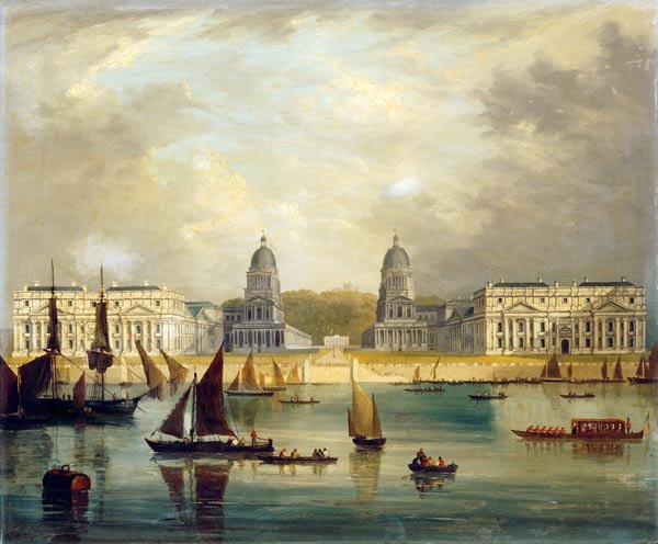 A View Of Greenwich,  From The River, With Commissioned Barges, A Collier Brig, Astumpy Barge And Ot von 