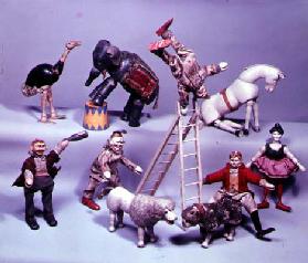 Circus acts, made of wood and papier mache, made by Schoenhut & Co., c.1900