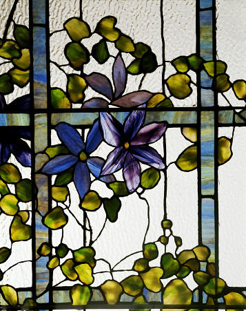Detail Of A ''Clematis'' Leaded Glass Three-Sectioned Skylight By Tiffany Studios For The Harbel Man von 