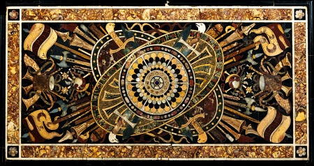 Detail Of The Top Of An Italian Ormolu-Mounted Pietra Dura Ebonised And Parcel Gilt Centre Table von 