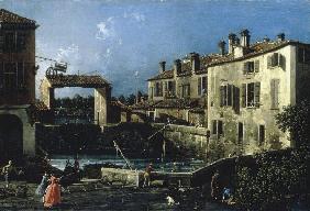 Dolo, Schleuse der Brenta / Canaletto