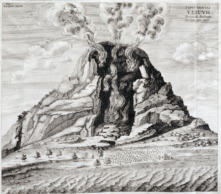 Engraving Of Vesuvius Erupting From ''Mundus Subterraneus'' By Athanasius Kircher (1602-1680) von 