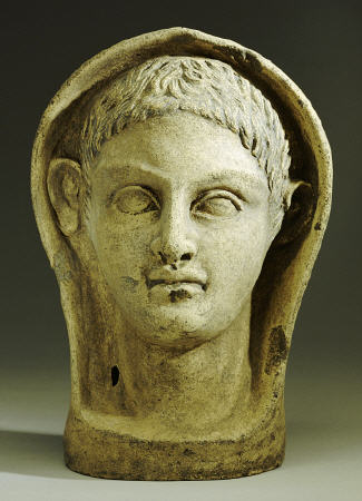 Etruscan Terracotta Votive Male Head von 