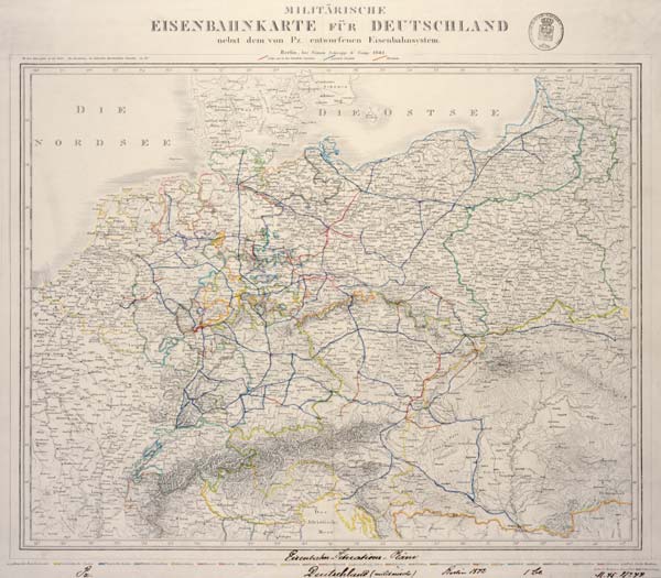 Eisenbahnkarte von Deutschland 1842 von 