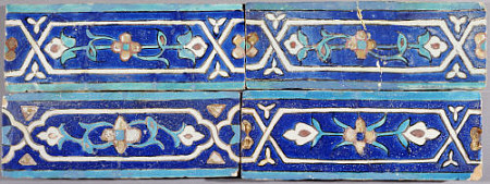 Four Timurid Cuerda Seca Pottery Tiles, 15th Century von 