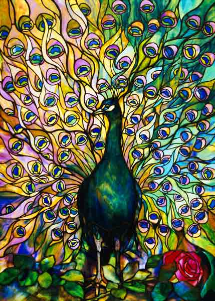Fine Peacock Leaded Glass Domestic Window By Tiffany Studios von 