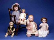 Five bisque headed dolls 1845