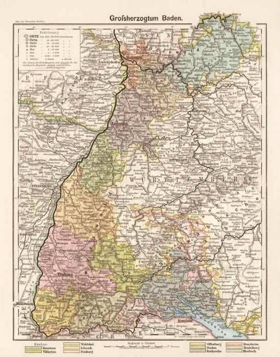 Großherzogtum Baden, Landkarte 1902 von 