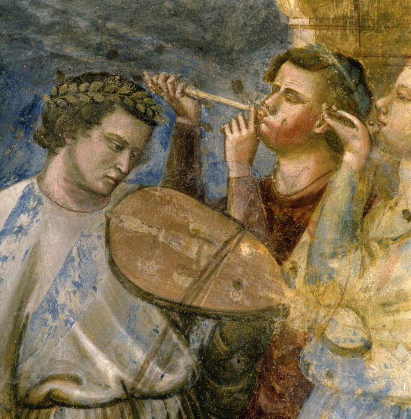 Giotto, Hochzeitszug Mariae, Musikanten von 