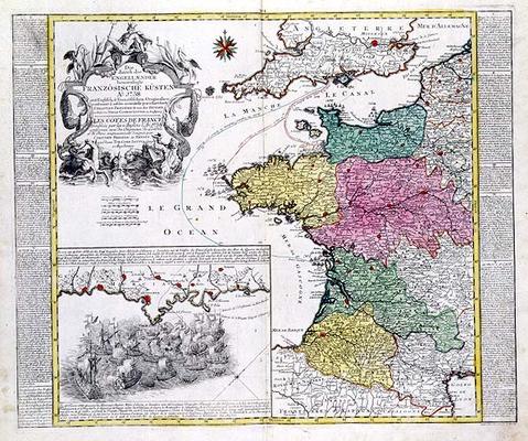 German Map showing English naval attacks on French ports in 1758 von 