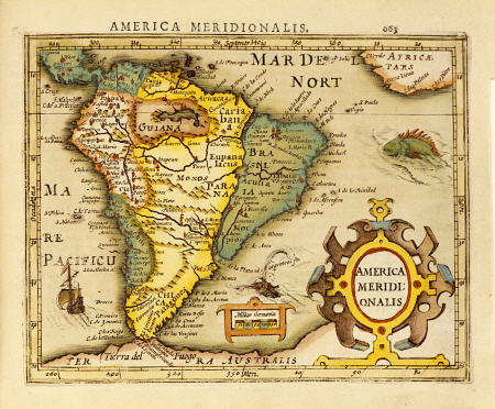 Hand Colored Engraved Map Of South America von 