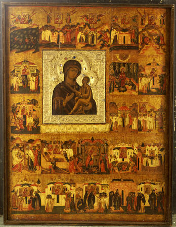 Icon Of The Mother Of God Tikhvinskaia Also Depicting The History And Miraculous Events Connected Wi von 