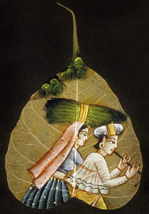 Inde peinture sur feuille d'arbre sechee von 