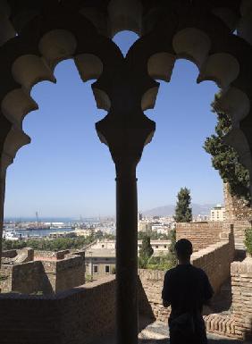 Inside the Alcazaba - view over the city of Malaga and the port (photo) 