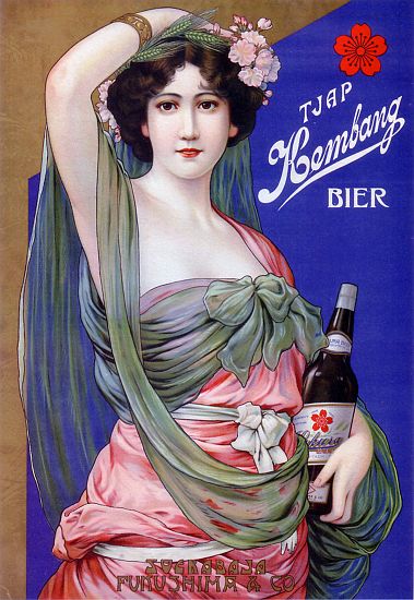 Japan: Advertising poster for Kembang Beer von 