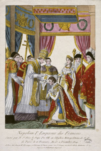Kroenung Napoleons 1804/Salbung/Kupferst. von 