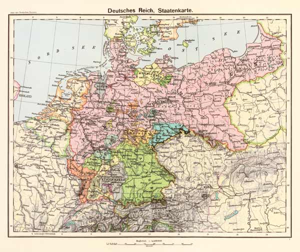 Landkarte des Deutschen Reiches 1902 von 