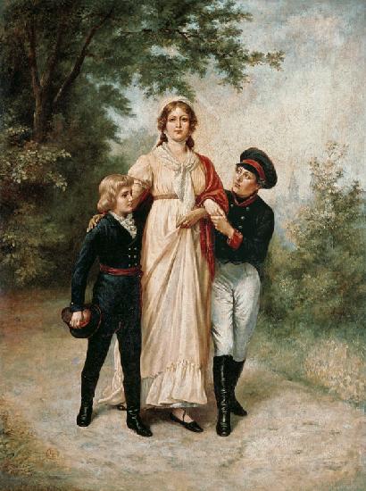 Luise von Preußen mit zwei Söhnen im Park 