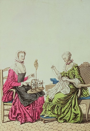 Ladies spinning and sewing, c.1765 von 