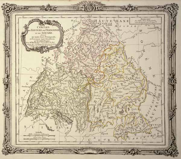 Landkarte Bayern, Franken, Schwaben 1766 von 