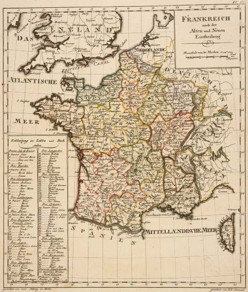 Landkarte von Frankreich um 1795 von 