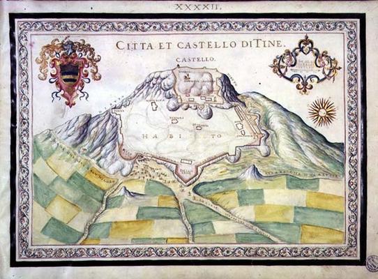 Map of the Castle and City of Tine XXXXII, by Francesco Basilicata, 17th century von 