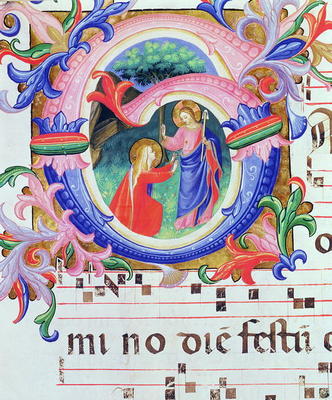 Missal 558 f.64v Historiated initial 'G' depicting the Noli Me Tangere von 