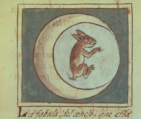 Ms 219 f.223v The rabbit in the moon from a history of the Aztecs and the conquest of Mexico, Spanis von 