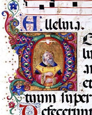 Ms 542 f.11v Historiated initial 'O' depicting King David playing the psaltery, from a psalter writt von 