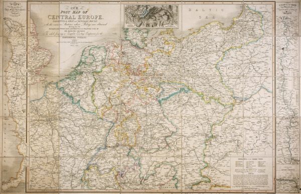 New Post Map of Central Europa 1828 von 