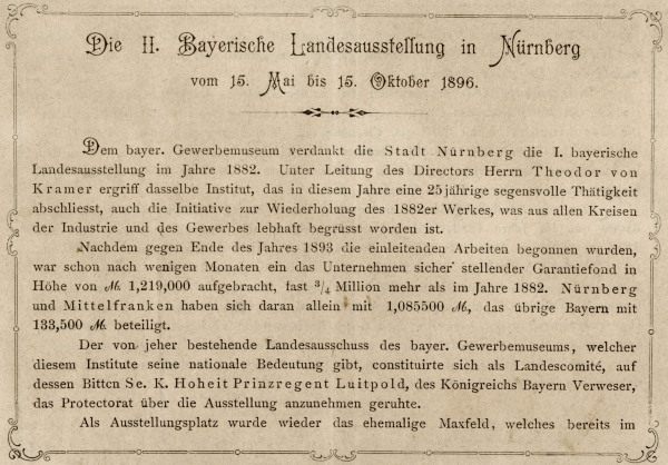 Nürnberg, Landesausstellung 1896 von 