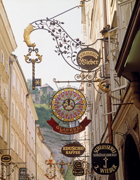 Ornate signs in Getreidegasse (photo)  von 