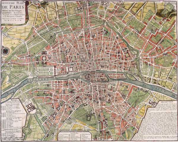 Paris, Stadtplan, nach 1702 von 