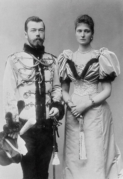 Portrait photograph of Tsar Nicholas II (1868-1918) and Princess Alix of Hesse (1872-1918) c.1894 (b von 