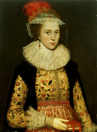 Portrait Of Margaret Layton Of Rawdon (1579-1662), Half Length, In An Elaborately Embroidered Double von 