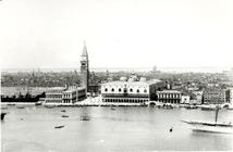 Panoramic view of the pier from the tower of San Giorgio Maggiore (b/w photo) 1848