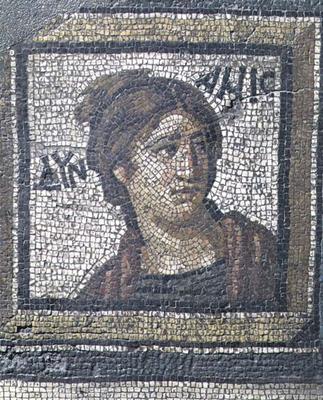Portrait of a woman, detail of a mosaic pavement depicting the seasons and hunting scenes, from the von 