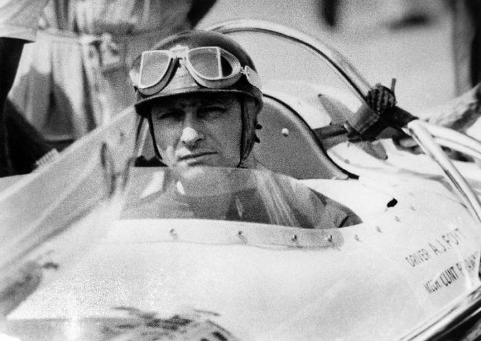 racing driver Fangio here at the wheel during race in Monza von 