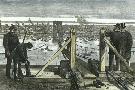 Roebling beim Bau der Brooklyn Bridge