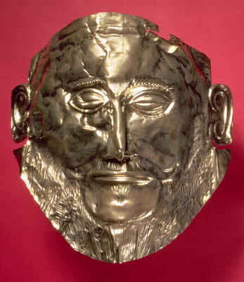 Replica of the Mask of Agamemnon, Mycenaean, c.16th century BC (gold) von 