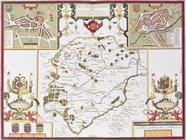 Rutlandshire with Oukham and Stanford, engraved by Jodocus Hondius (1563-1612) from John Speed's 'Th 1872