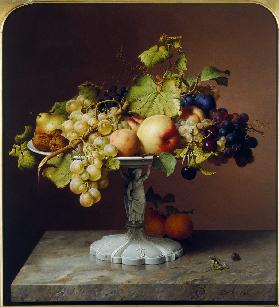 Stillleben mit Obst und Weinblättern 1842