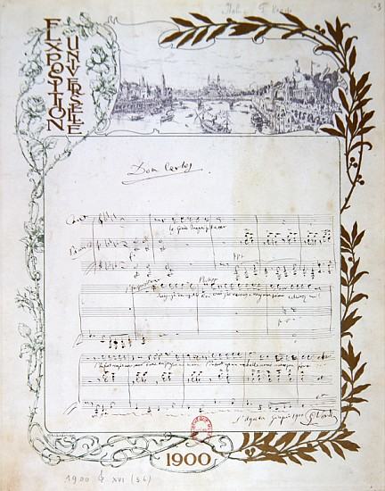 Score of the opera, ''Don Carlos'', Giuseppe Verdi (1813-1901) written on paper printed for the Expo von 