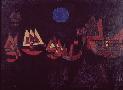 Ships in the Dark, 1927 (no 143) (oil on muslin on wooden panel) 