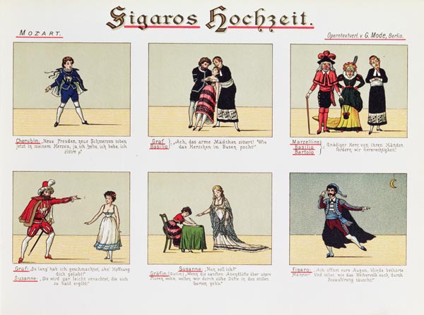 Six scenes from the opera ''The Marriage of Figaro'', by Wolfgang Amadeus Mozart (1756-91) von 